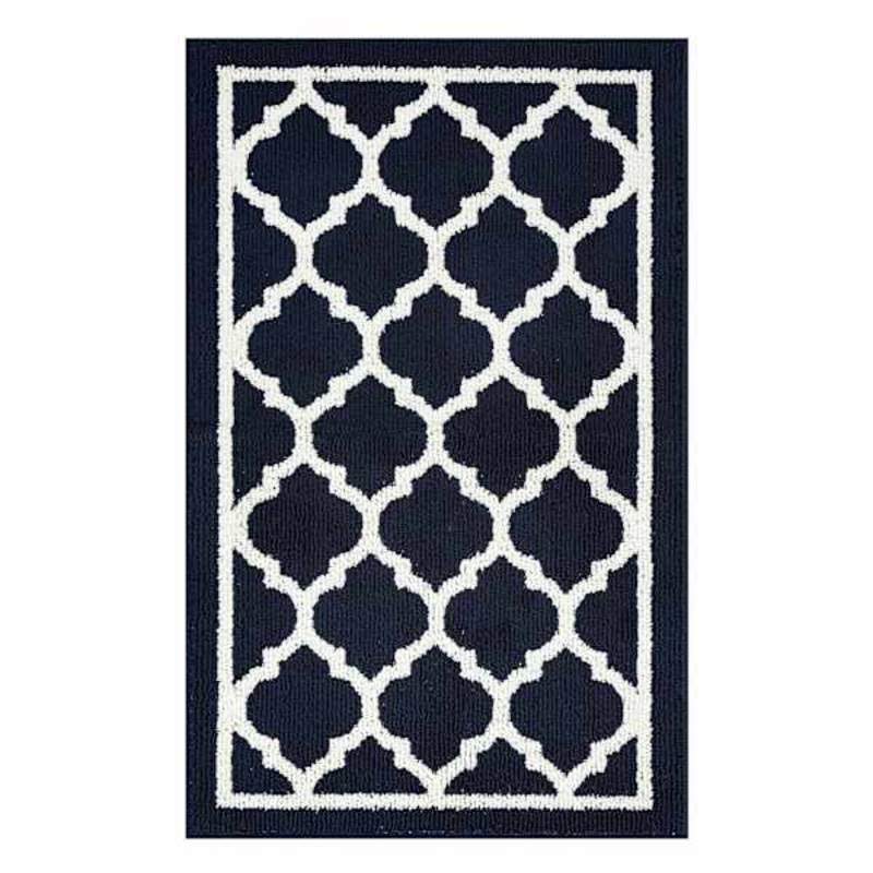 Julia Navy Quatrefoil Washable Tufted Accent Rug, 20×32