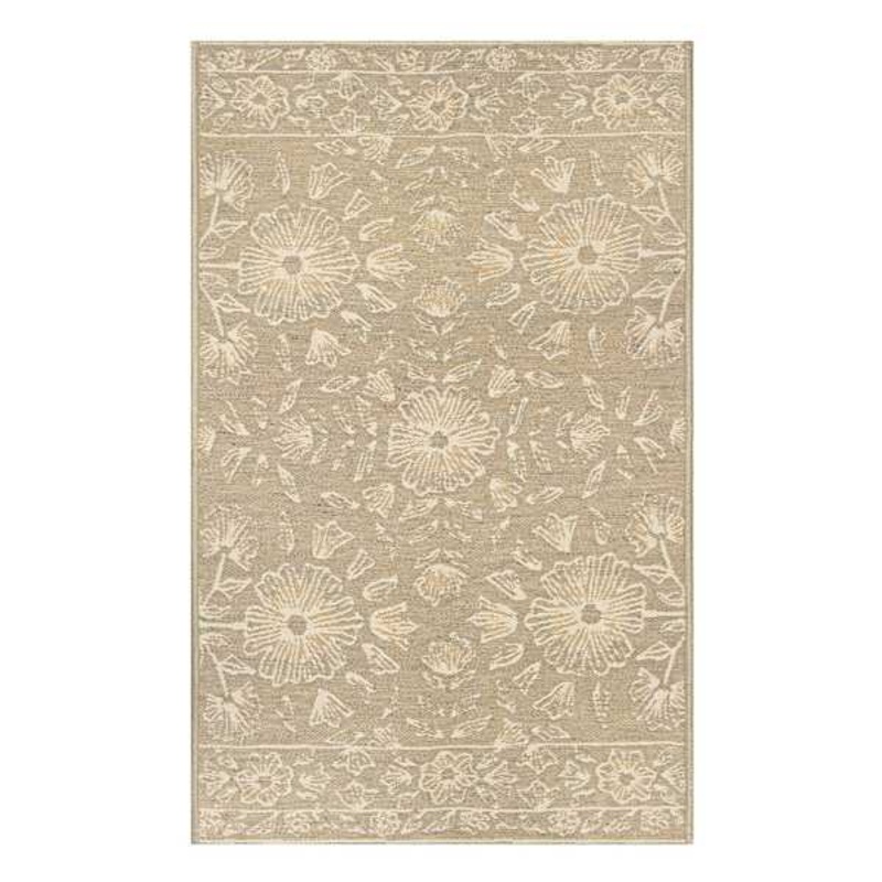 Tan & Ivory Floral Tapestry Washable Accent Rug, 27×45