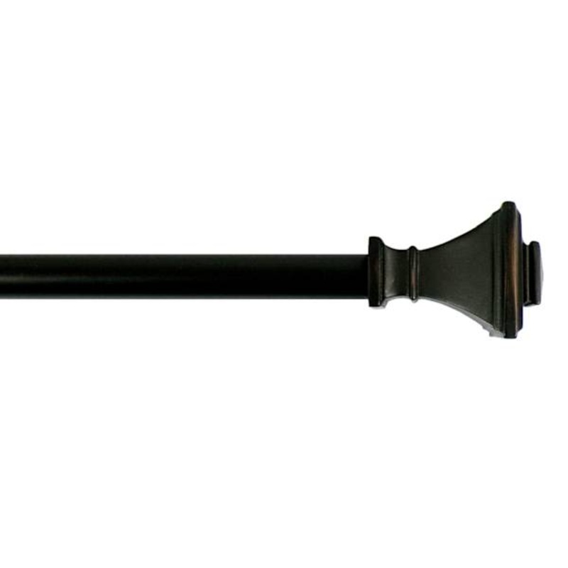 1/2″ Black Finish Square Adjustable Curtain Rod, 18-36″