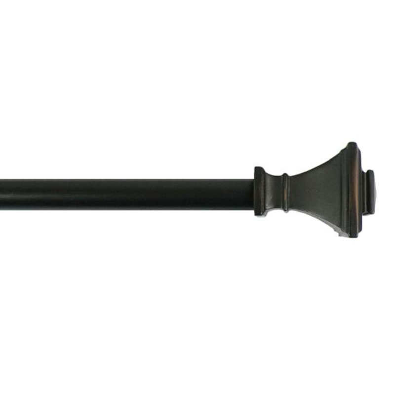 1/2″ Black Finish Square Adjustable Curtain Rod, 36-72″