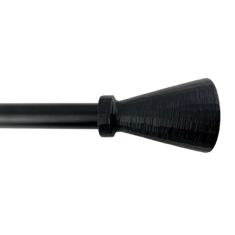 1″ Black Textured Cone Curtain Rod, 36-72″