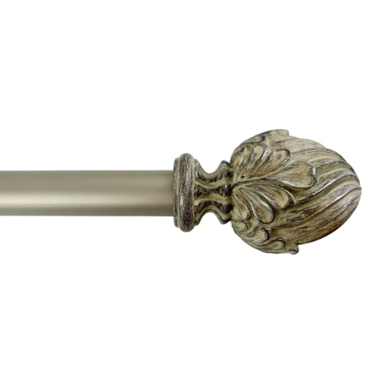 1″ Bronze Leaf Cone Curtain Rod, 72-120″
