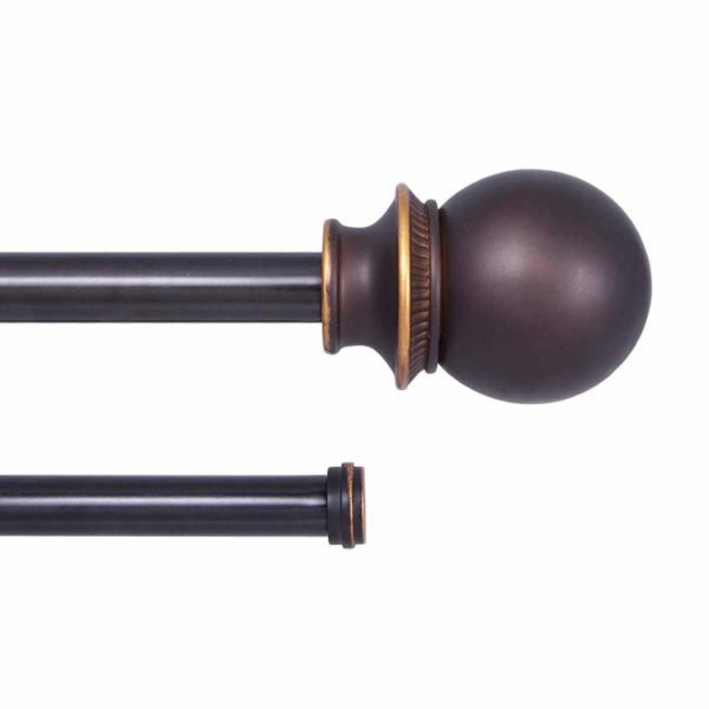 5/8″ Bronze Birkin Oil Double Decorative Curtain Rods, 36-66″
