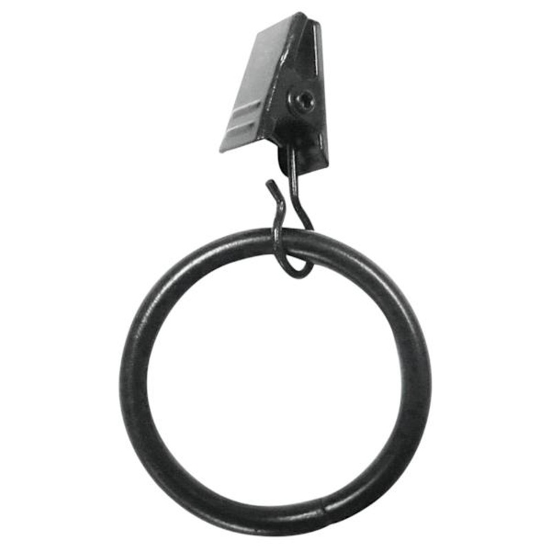 7-Piece 1″ Black Finish Curtain Clip Rings
