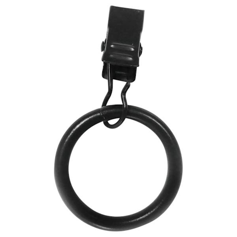 7-Piece 3/4″ Black Finish Curtain Clip Rings
