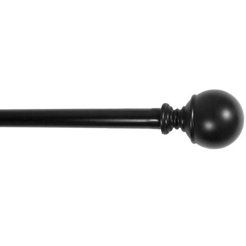 Alex 1/2″ Black Finish Ball Adjustable Curtain Rod, 18-36″