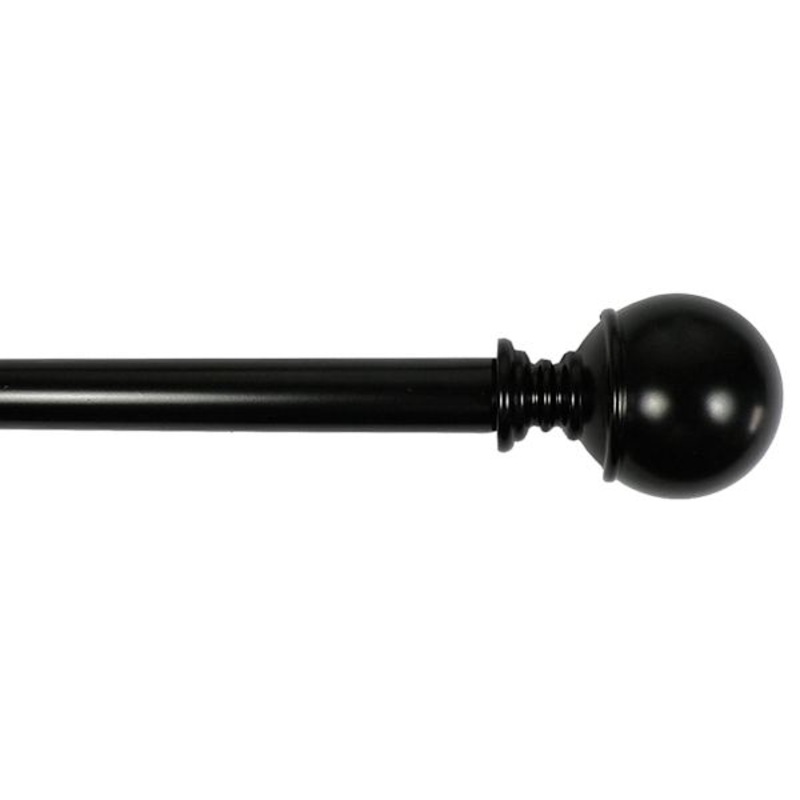 Alex 1/2″ Black Finish Ball Adjustable Curtain Rod, 36-72″
