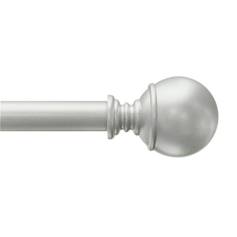 Alex 1/2″ Nickel Finish Ball Adjustable Curtain Rod, 18-36″