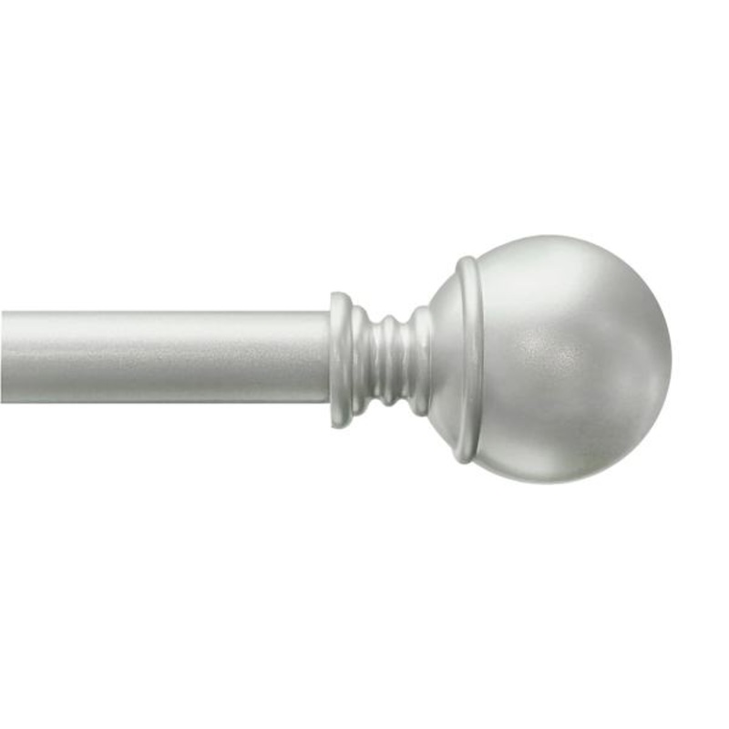Alex 1/2″ Nickel Finish Ball Adjustable Curtain Rod, 36-72″