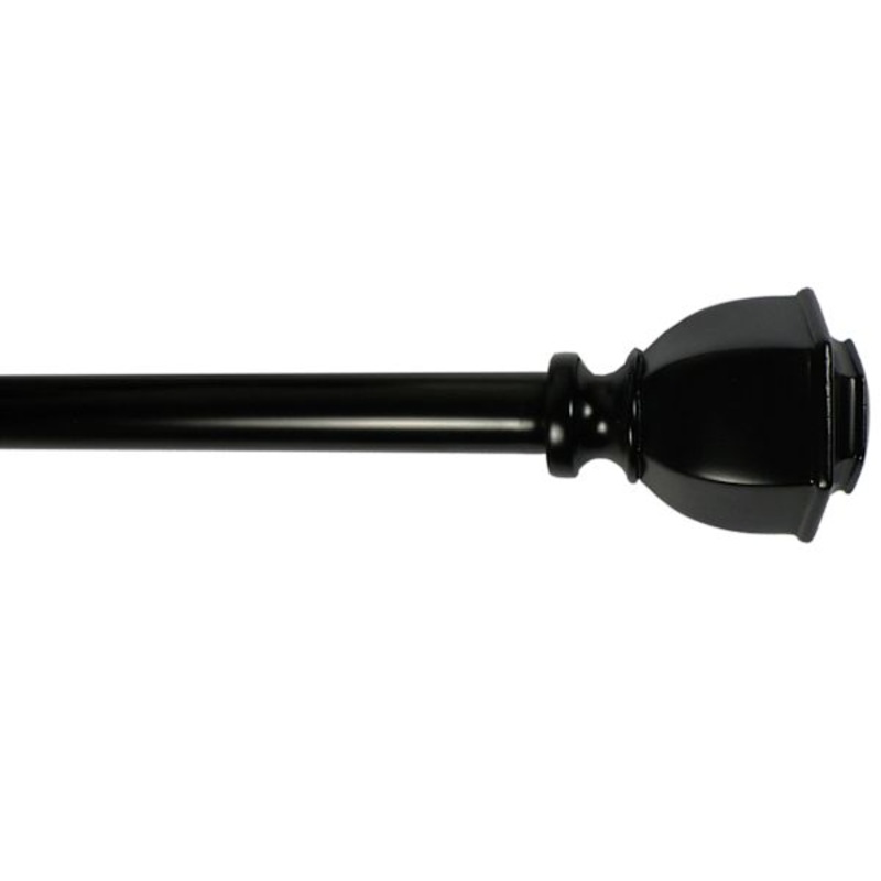 Aria 5/8″ Black Finish Urn Style Adjustable Curtain Rod, 28-48″