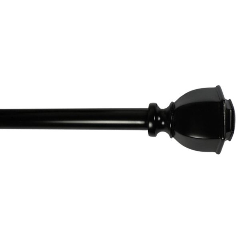 Aria 5/8″ Black Finish Urn Style Adjustable Curtain Rod, 48-84″
