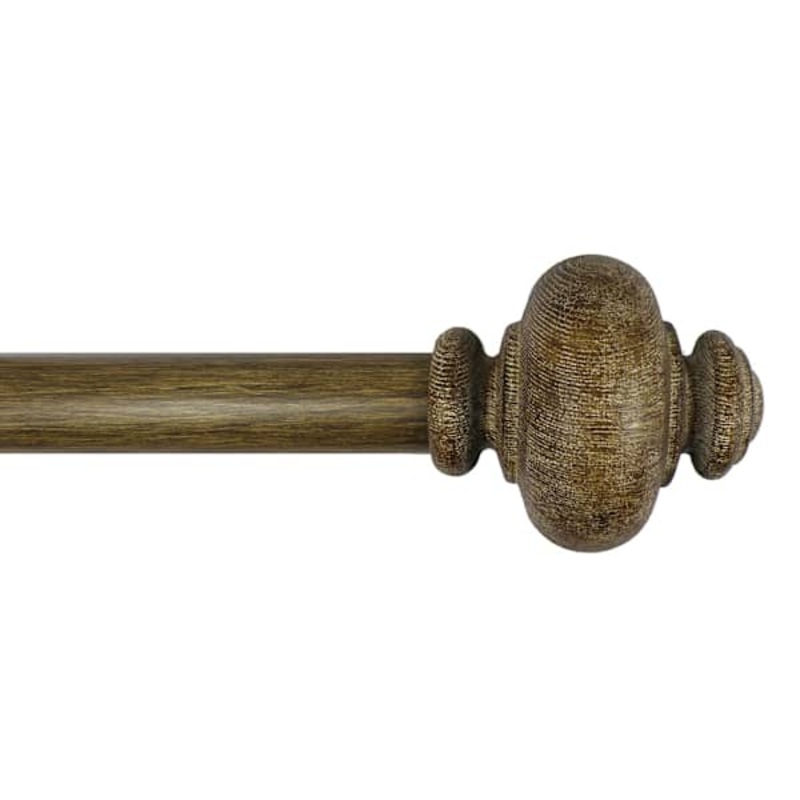 Atlanta 1″ Wood Finish Urn Style Curtain Rod, 36-72″