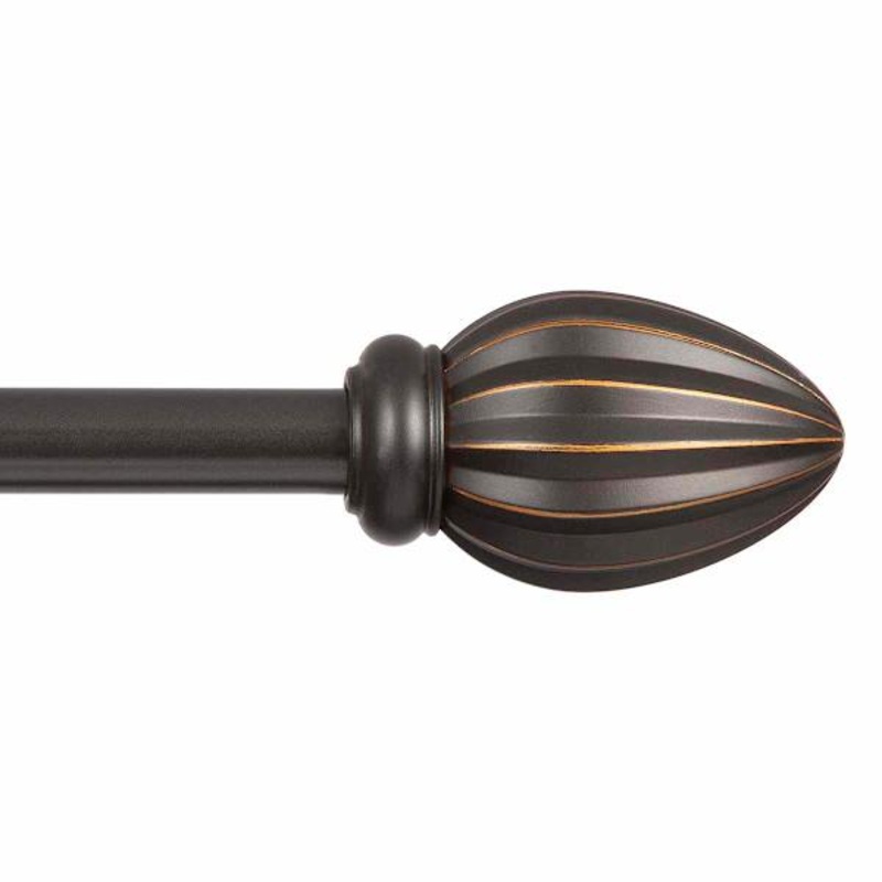 Bailey 5/8″ Bronze Finish Oil Rubbed Fast Fit Decorative Curtain Rod, 36-66″