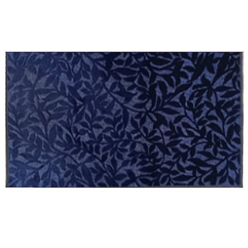 Ellis Navy Blue Leaves Washable Accent Rug, 26×45