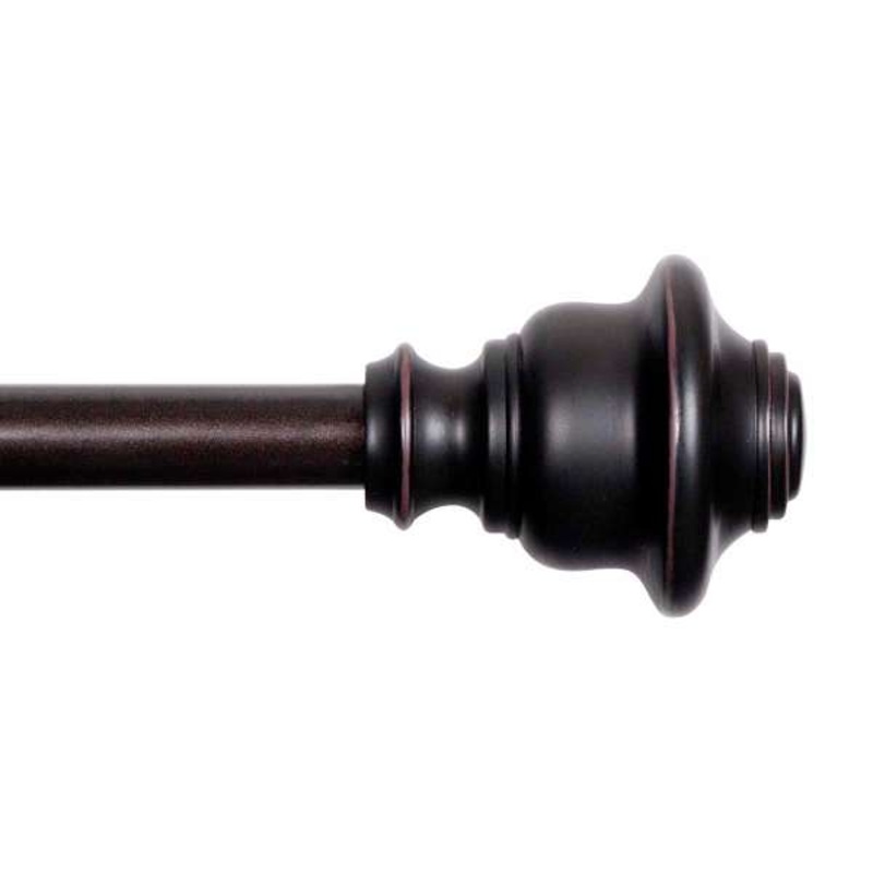 Finn 5/8″ Black Fast Fit Decorative Curtain Rod, 36-66″