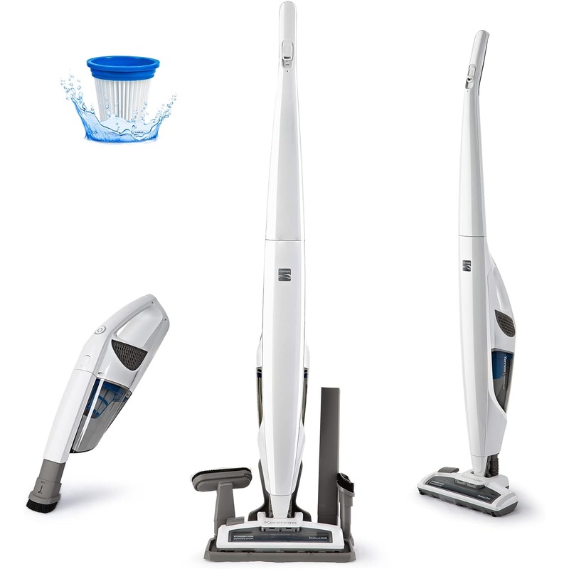 Kenmore DS1030 Cordless Stick Vacuum Lightweight Cleaner 2-Speed Power Suction LED Headlight 2-in-1 Handheld for Hardwood Floor, Carpet & Pet Hair, 3lbs, White