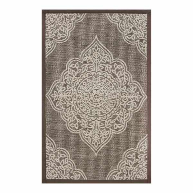 Medallion Taupe Puffback Washable Kitchen Mat 21X34
