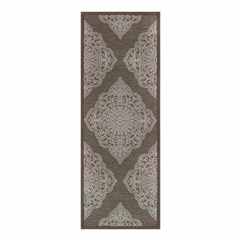Medallion Taupe Puffback Washable Kitchen Mat 22X60