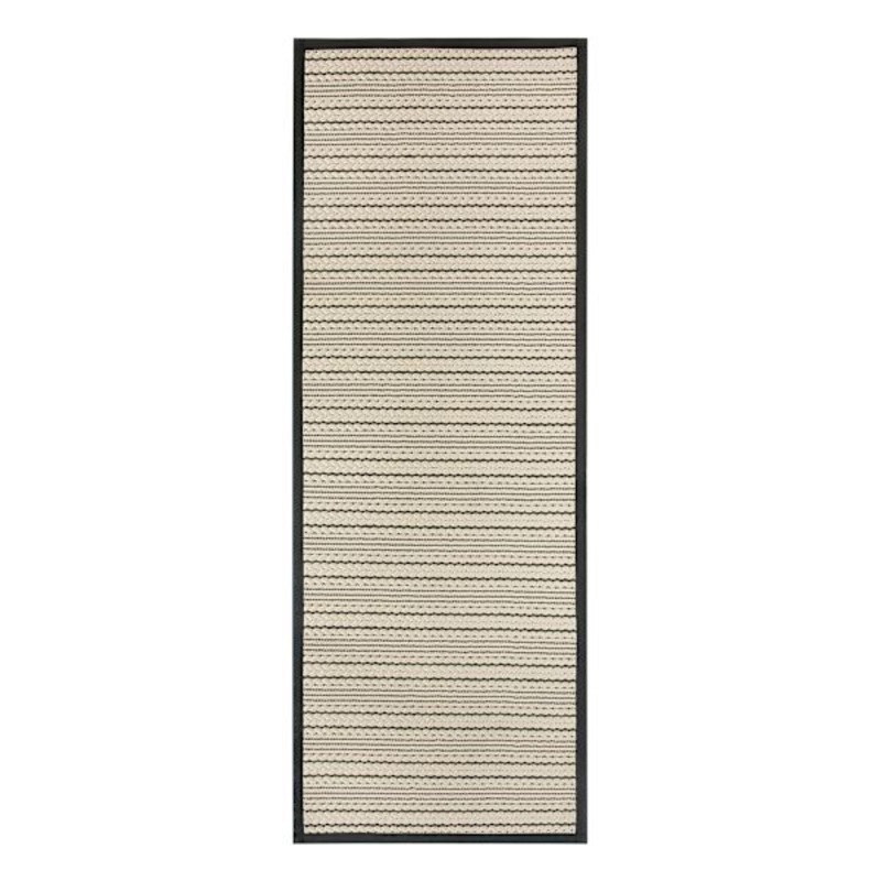 Natural & Black Puffback High-Low Washable Kitchen Runner, 2×5
