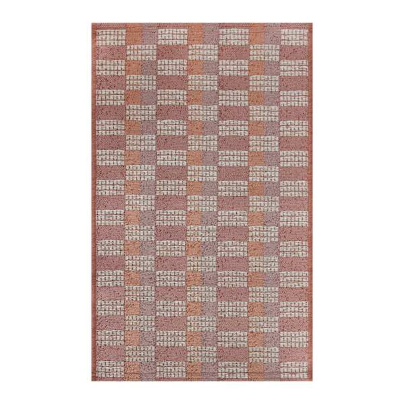 Red Gradient Tapestry Washable Accent Rug with Gel Latex Back, 21×34