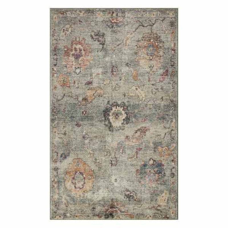Rover Olive Green Floral Printed Chenille Washable Accent Rug, 20×34