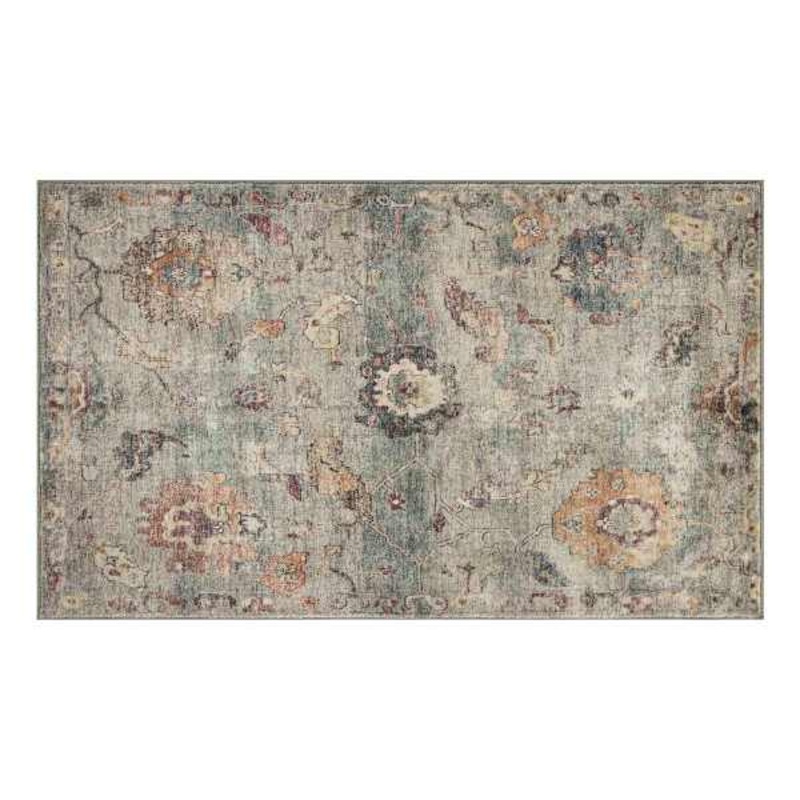 Rover Olive Green Floral Printed Chenille Washable Accent Rug, 27×45