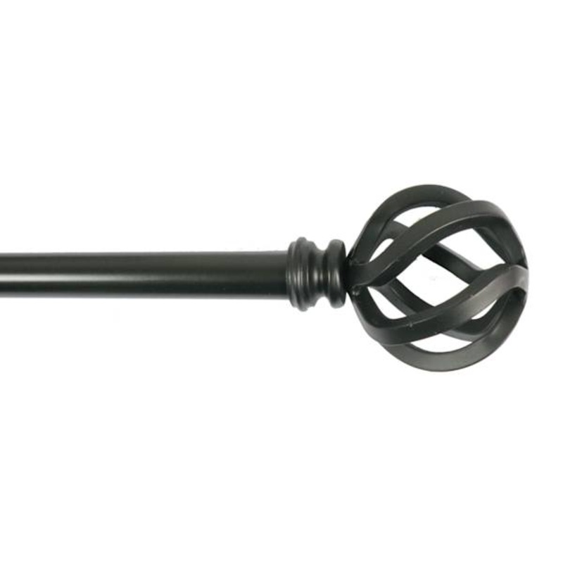 Sanford 5/8″ Black Finish Metal Cage Adjustable Curtain Rod, 48-84″