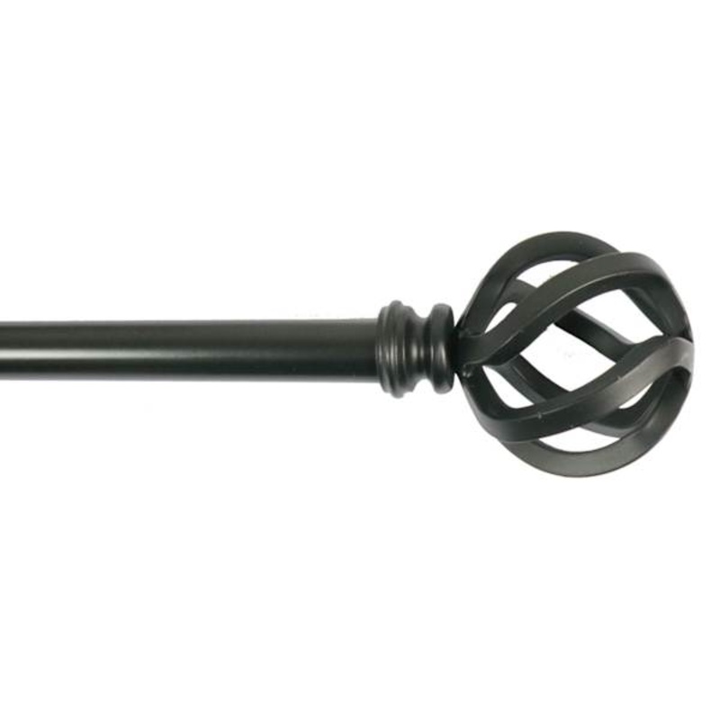 Sanford 5/8″ Black Metal Cage Adjustable Curtain Rod, 28-48″