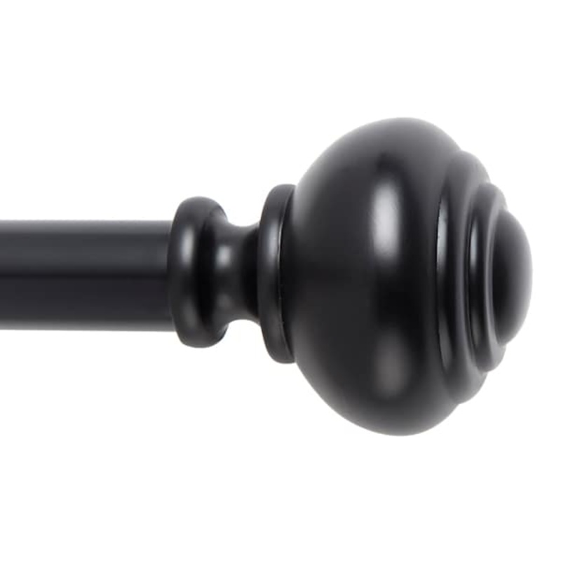 Snugset 1″ Black Knob No-Tool Curtain Rod, 18-60″