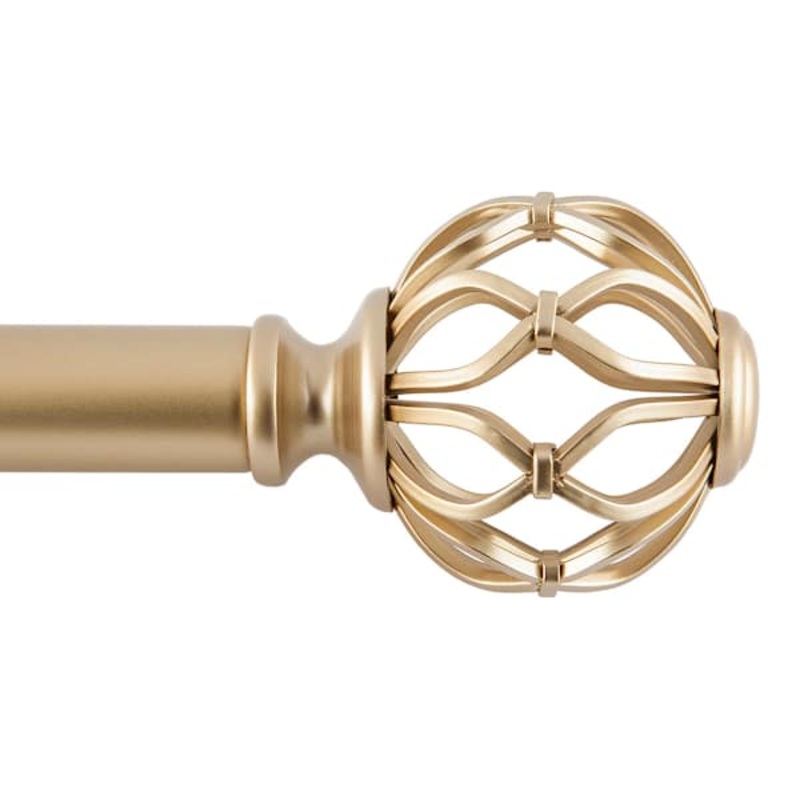 Snugset 1″ Brass Cage Curtain Rod, 60-120″