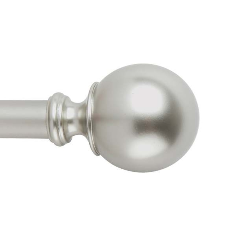 Snugset 1″ Nickel Ball No-Tool Curtain Rod, 60-120″