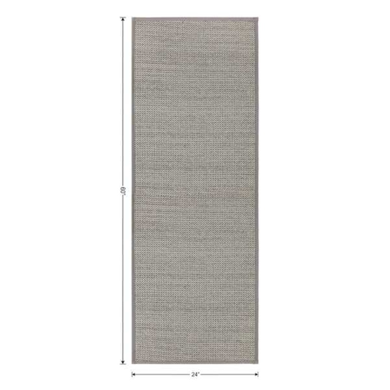 Solid Grey Textured Washable Kitchen Runner, 2×5