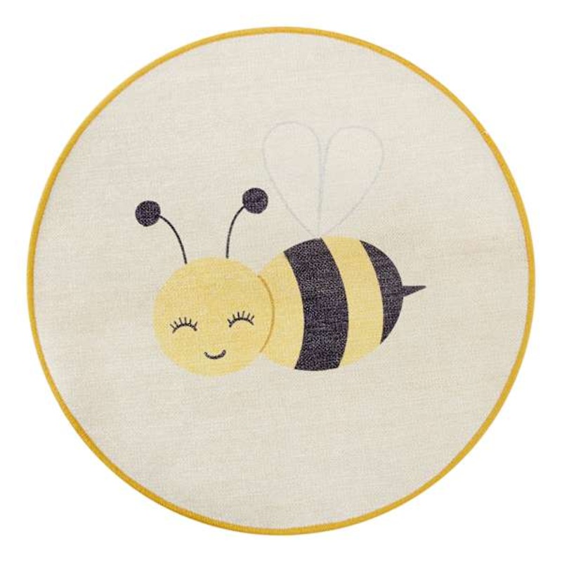 Tiny Dreamers Bee Round Washable Accent Rug, 3′
