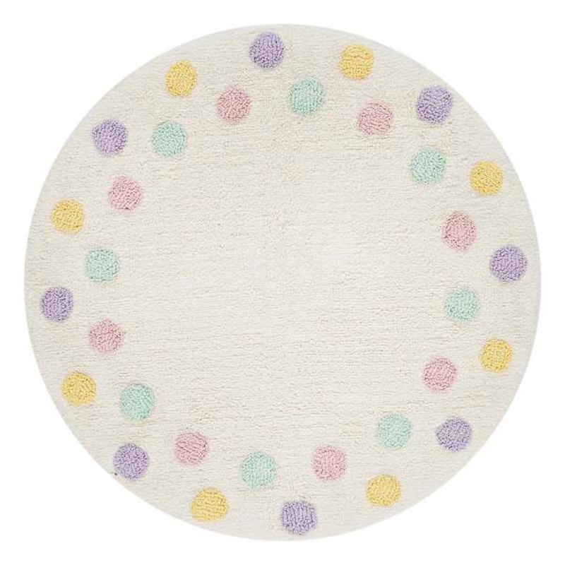 Tiny Dreamers Multicolor Polka Dot Washable Tufted Accent Rug, 3′