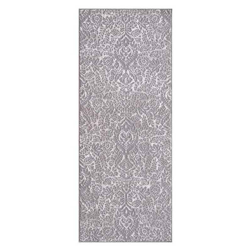 Traditional Grey Baroque High-Low Washable Runner, 2×5