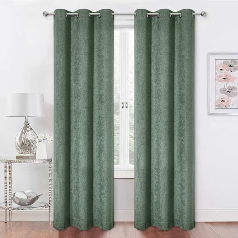 2-Pack Barnes Green Blackout Grommet Curtain Panel Set, 84″