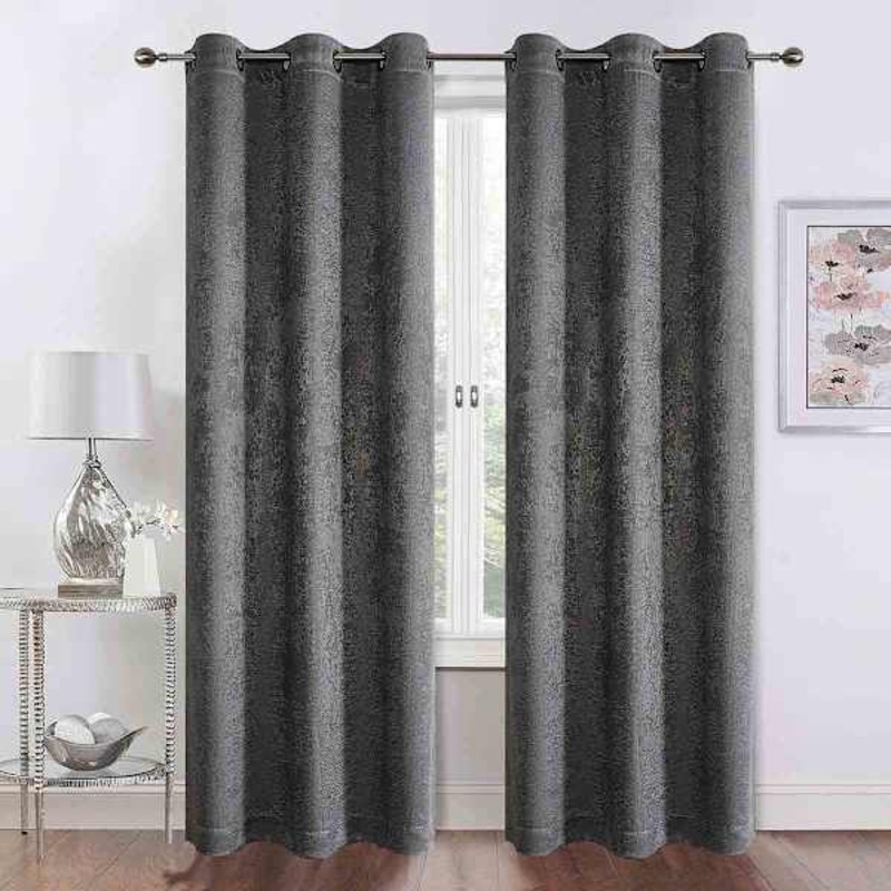 2-Pack Barnes Grey Blackout Grommet Curtain Panel Set, 95″