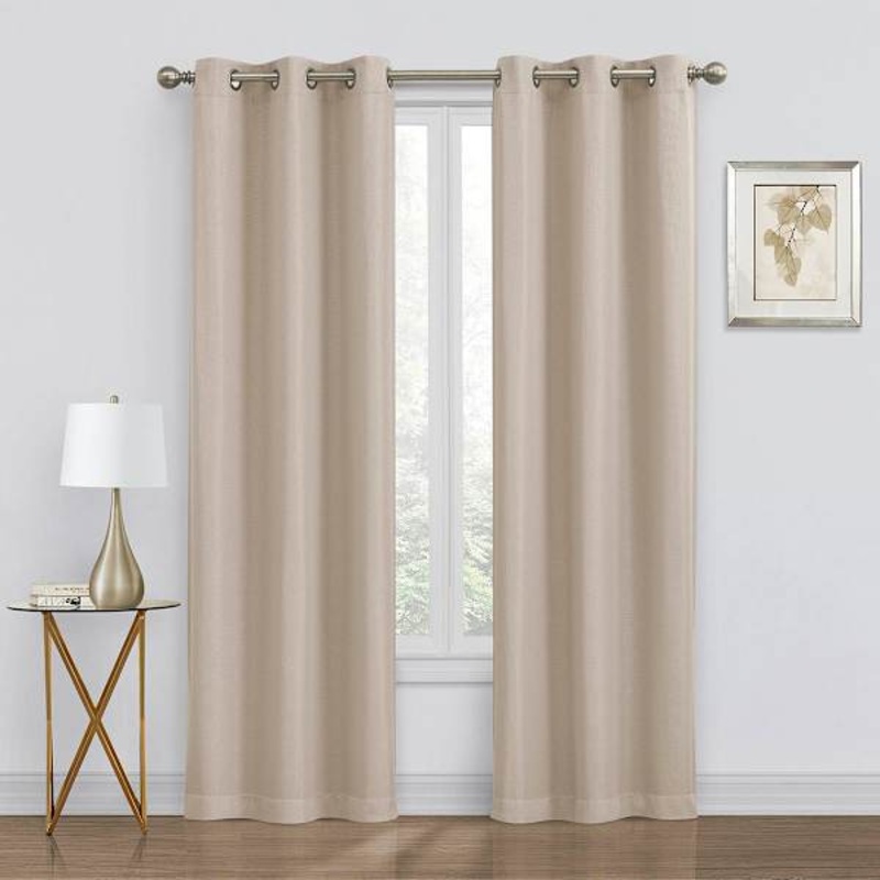 2-Pack Beige Blackout Grommet Curtain Panels, 84″