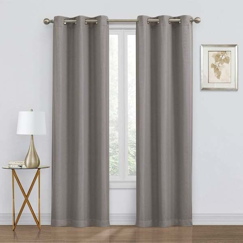 2-Pack Denver Grey Blackout Grommet Curtain Panels, 95″