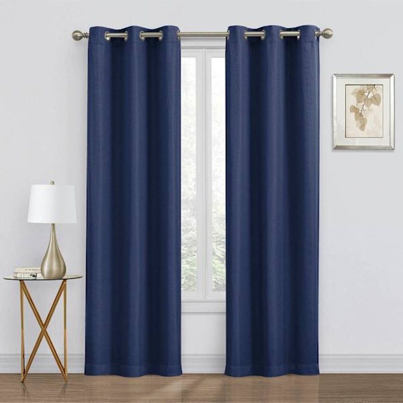 2-Pack Denver Navy Blackout Grommet Curtain Panels, 84″