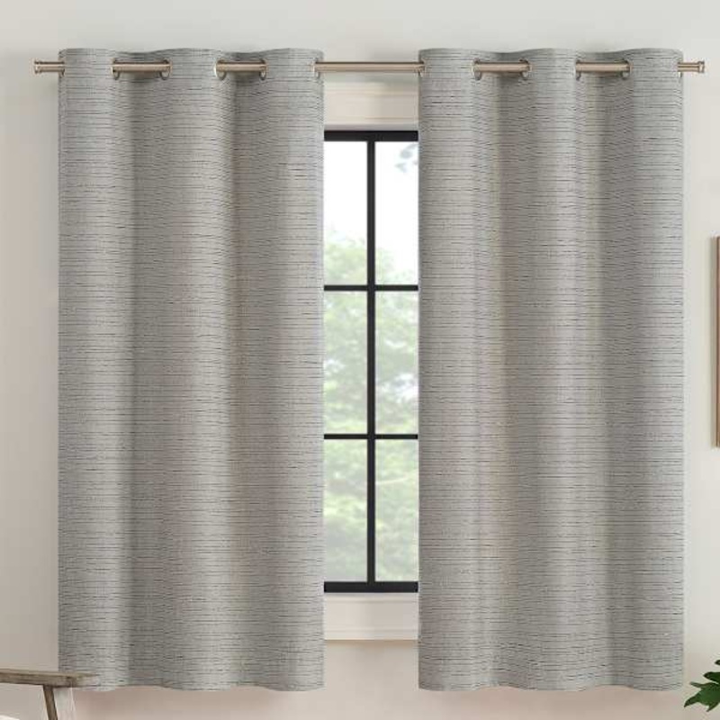 2-Pack Eclipse Nate Grey Magnetic Closure Blackout Curtain Panel Set, 63″