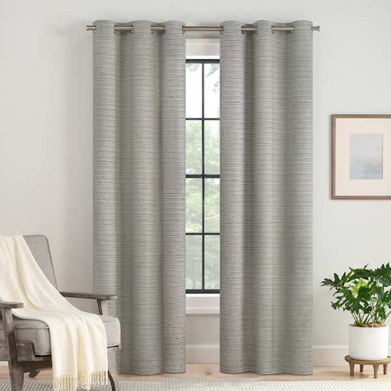 2-Pack Eclipse Nate Grey Magnetic Closure Blackout Curtain Panel Set, 84″