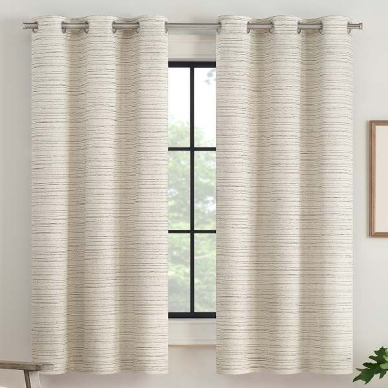 2-Pack Eclipse Nate Ivory Magnetic Closure Blackout Curtain Panel Set, 63″