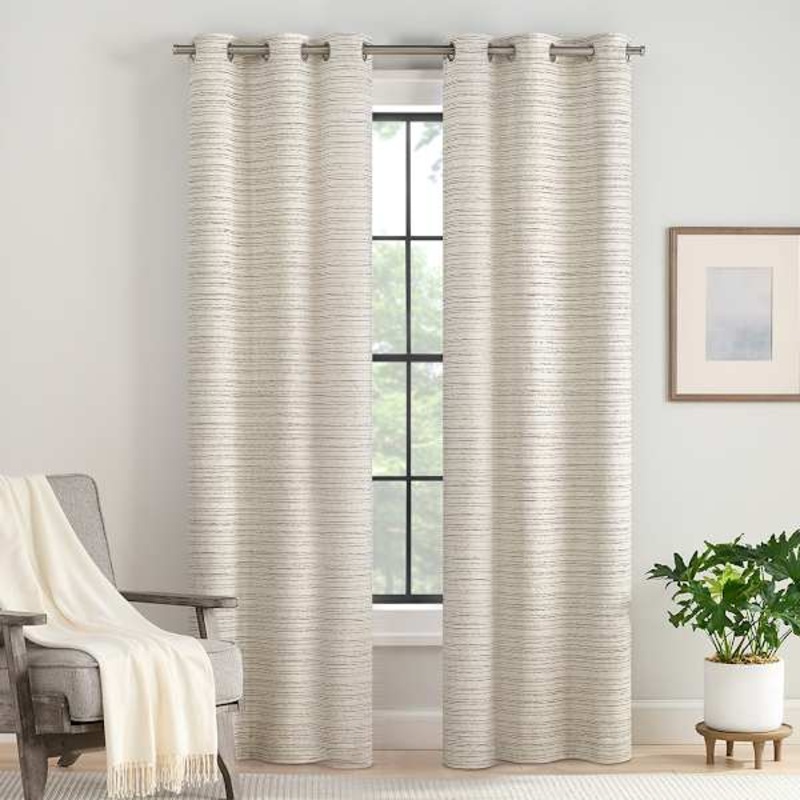 2-Pack Eclipse Nate Ivory Magnetic Closure Blackout Curtain Panel Set, 84″