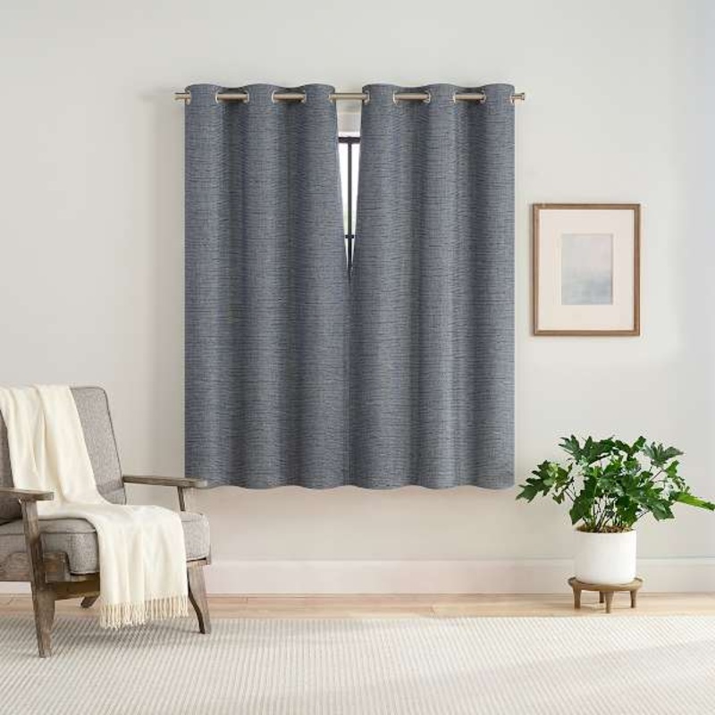 2-Pack Eclipse Nate Navy Blue Magnetic Closure Blackout Curtain Panel Set, 63″