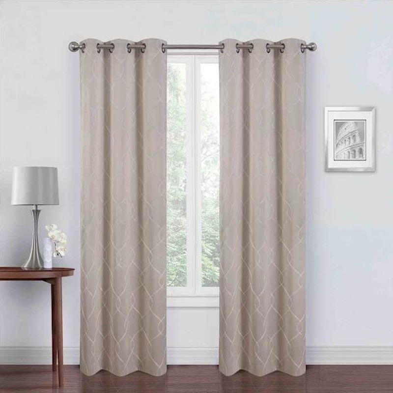 2-Pack Ivory & White Embroidered Blackout Curtain Panels, 84″