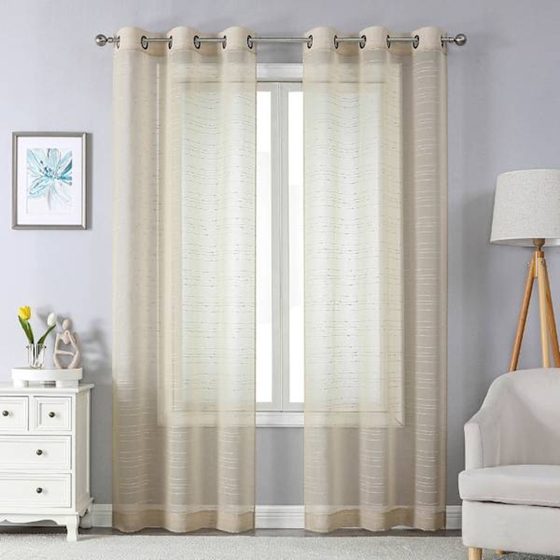 2-Pack Linen Textured Sheer Grommet Curtain Panels, 84″