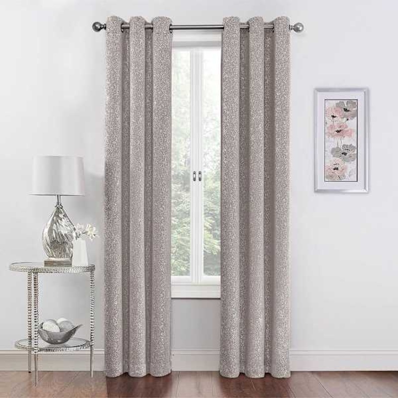 2-Pack Metallic Grey Blackout Grommet Curtain Panels, 63″