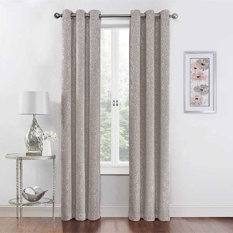 2-Pack Metallic Grey Blackout Grommet Curtain Panels, 95″