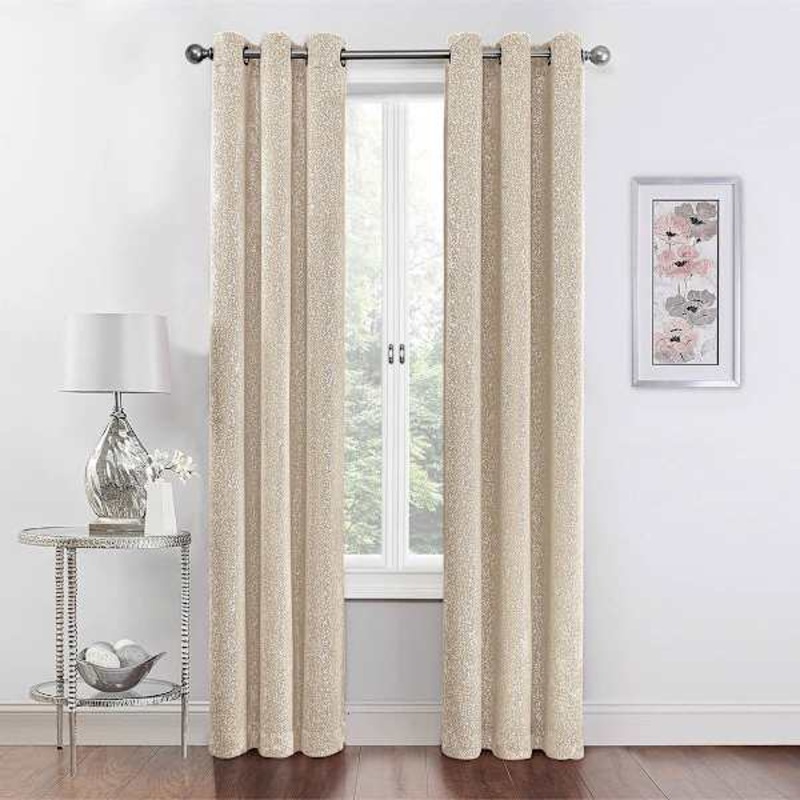 2-Pack Metallic Ivory Blackout Grommet Curtain Panels, 84″